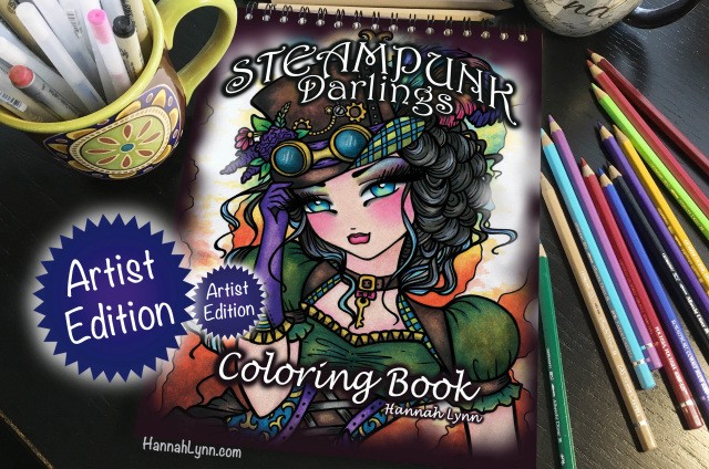 Artist Edition Steampunk Darlings Coloring Book-Autographed Wire Bound
